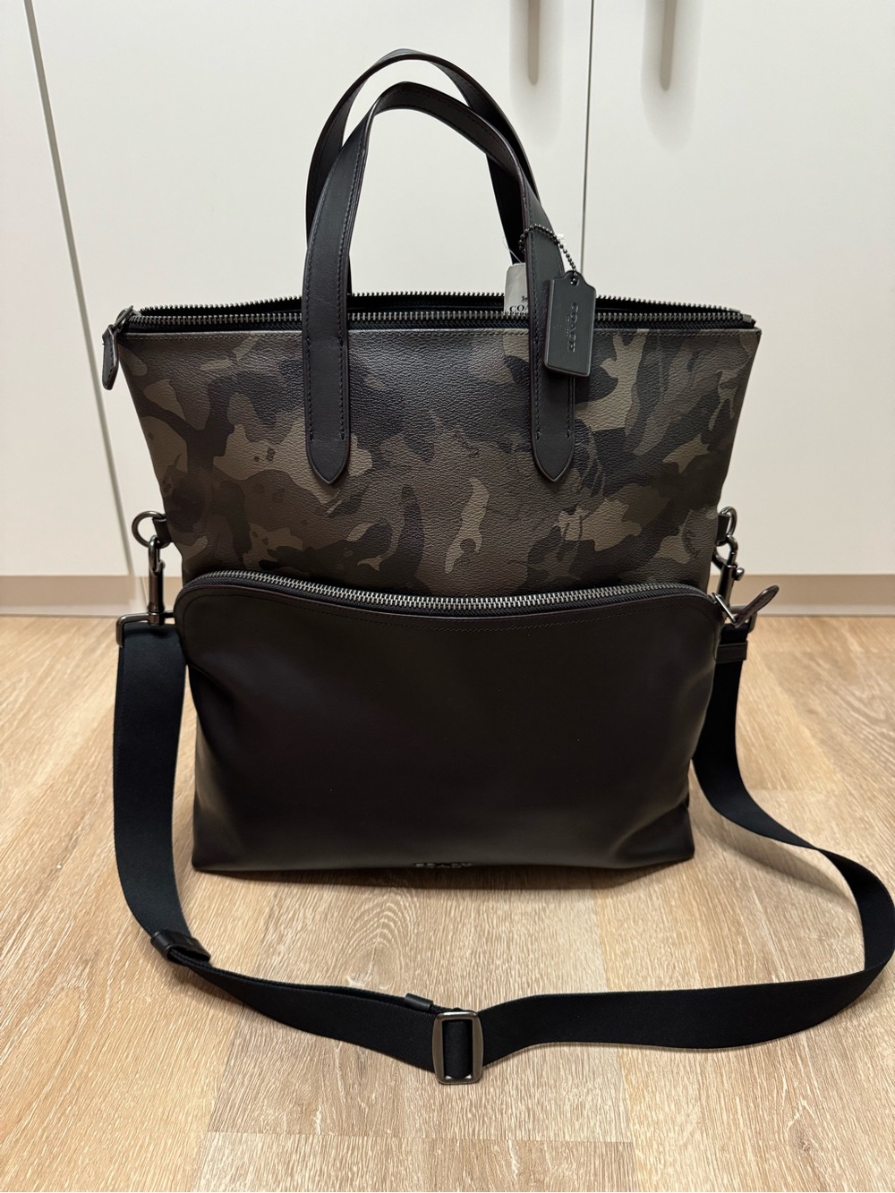 Coach Black and Olive Camo Tote